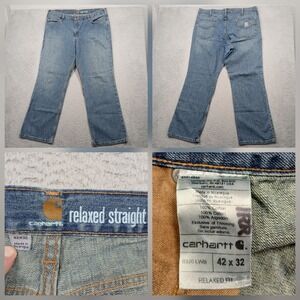 Carhartt Men's Jeans Relaxed Straight Fit Blue Denim Size 42x32